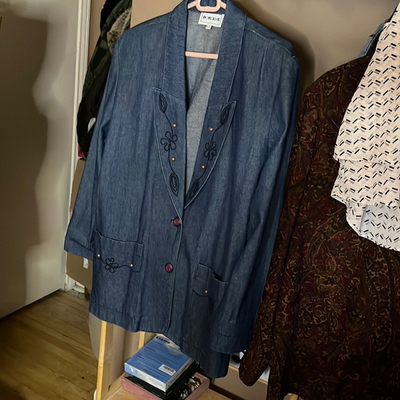 Vintage Denim Blazer 14 - Picture 1 of 3